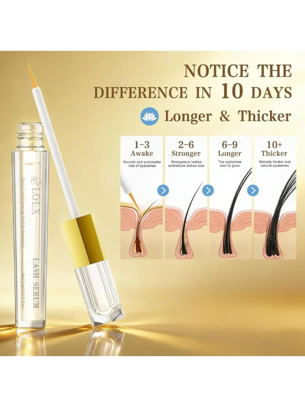 Lash Growth Serum – Fast Results in 7 Days, Nourishing Eye Formula for Sensitive